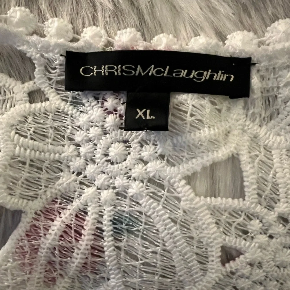 NWOT CHRISMcLAUGHLIN FLORAL LACE TOP TOPPER SZ XL - Picture 10 of 13